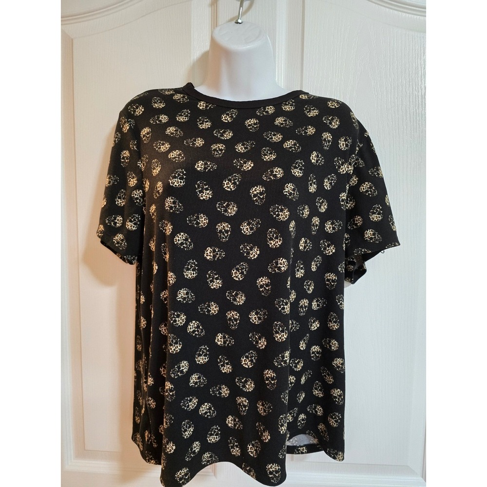 No Boundaries Womens TShirt Skull Print Black Leopard Short Sleeve Top XXXL/0429